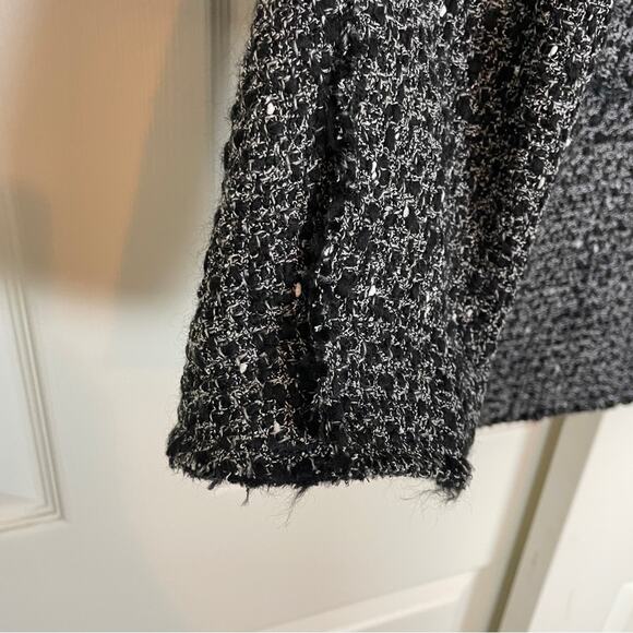 Theory Piazza Noelle Black Tweed Fringe Trim Blazer - Picture 6 of 14